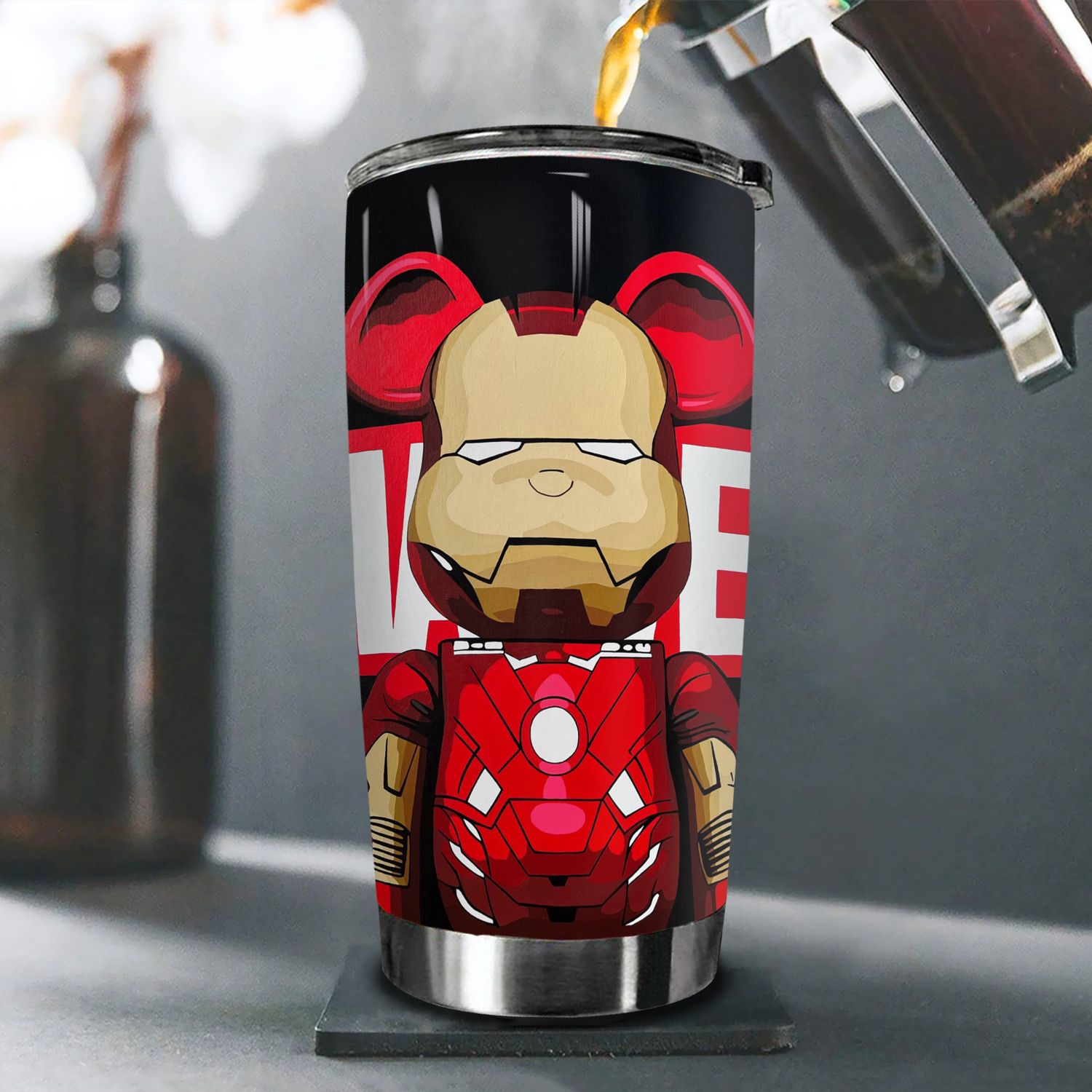  Bearbrick Iron Man Go Drink  Cốc Giữ Nhiệt 600ml In tên, hình ảnh theo yêu cầu 