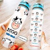  Bình Nước Có Vạch Chia Bò Sữa Cute, 950ml, In Tên Theo Yêu Cầu 