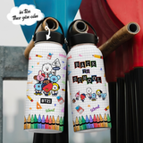  Back To School BT21  Go Drink In tên/ Ghép ảnh Bình giữ nhiệt 950ml In tên, hình ảnh theo yêu cầu 