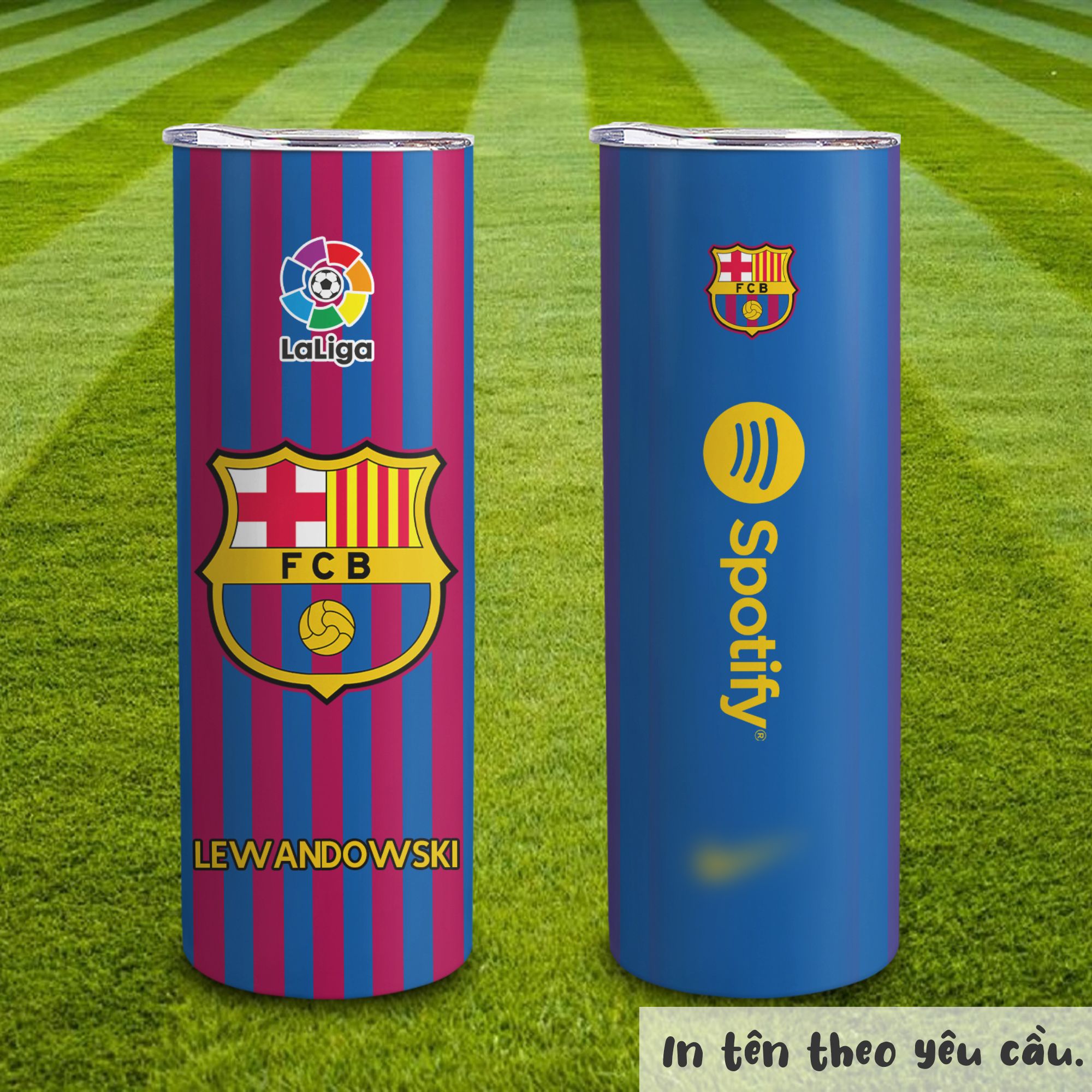  CLB Barca và Tên Cầu Thủ Go Drink  Skinny 600ml In tên, hình ảnh theo yêu cầu 