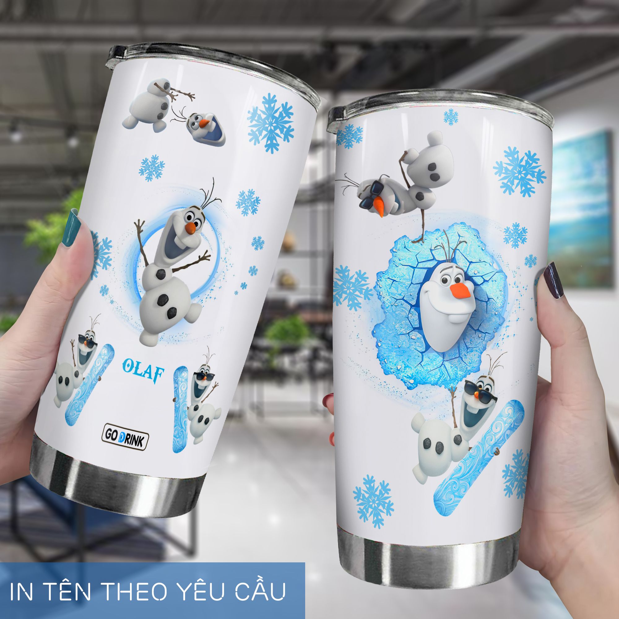  Frozen Olaf Go Drink Movie Cốc giữ nhiệt 600ml In tên, hình ảnh theo yêu cầu 