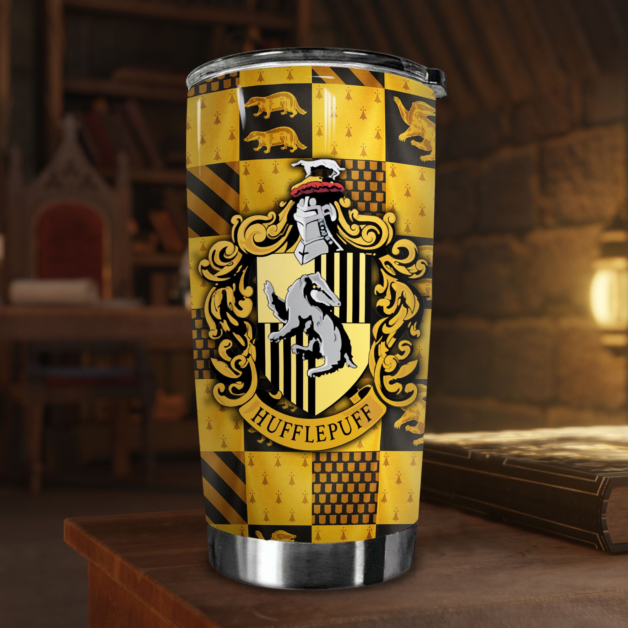  Harry Potter Tumbler Go Drink nhà Hufflepuff Cốc Giữ Nhiệt 600ml In tên, hình ảnh theo yêu cầu 