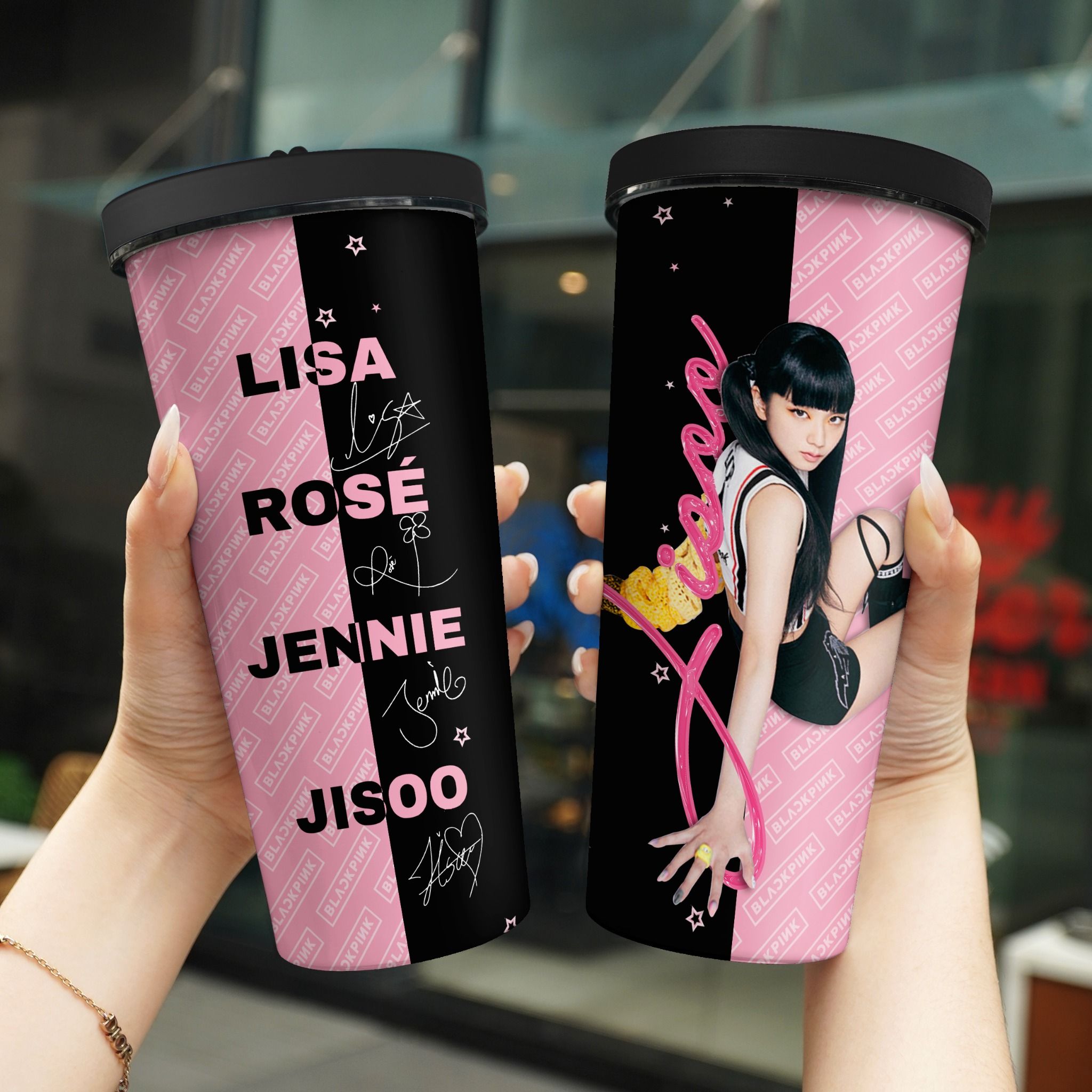  Blackpink Logo Pattern  Go Drink Người nổi tiếng/Idol Cốc giữ nhiệt 740ml In tên, hình ảnh theo yêu cầu 