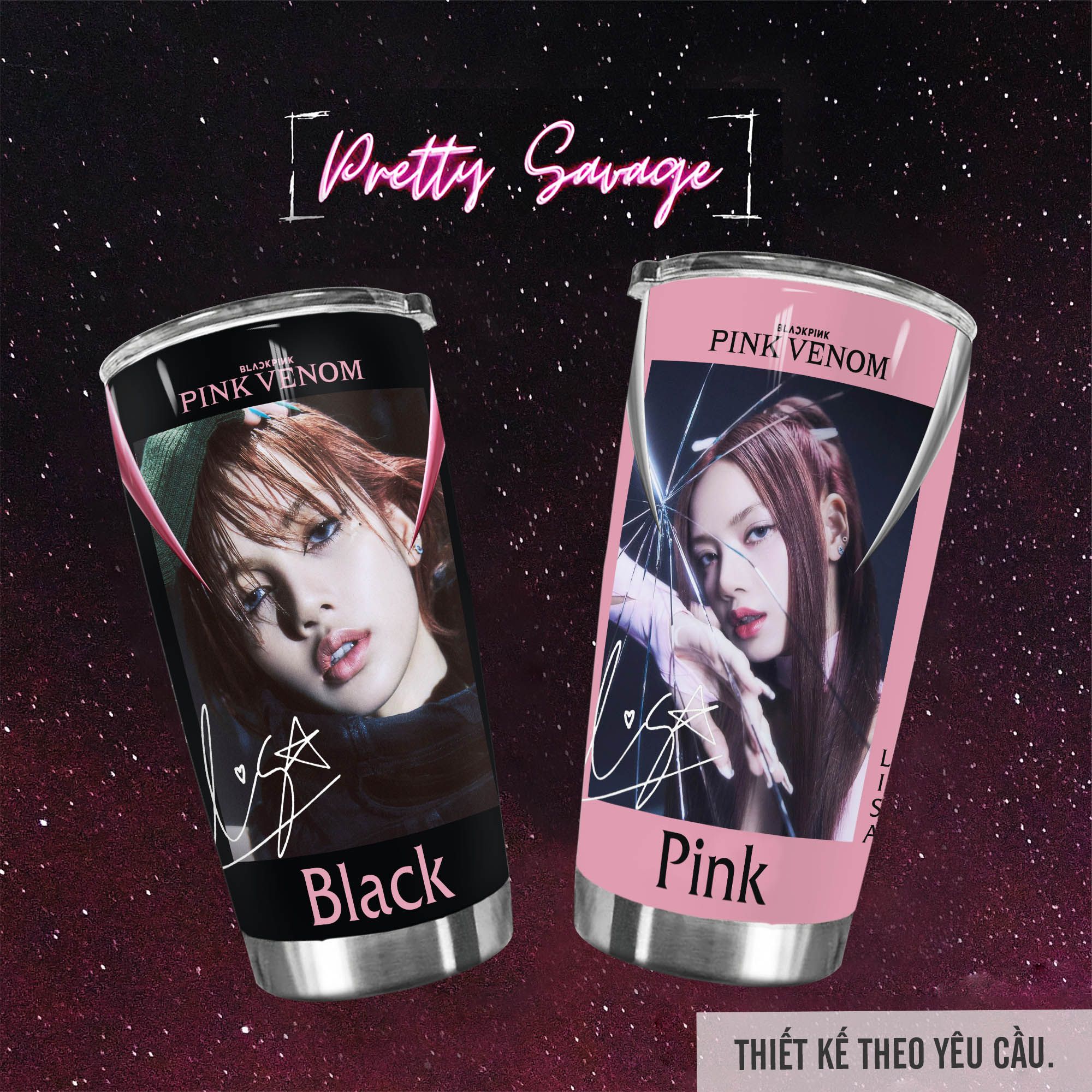  Pink Venom Từng Thành Viên Blackpink Go Drink Người nổi tiếng/Idol Cốc giữ nhiệt 600ml In tên, hình ảnh theo yêu cầu 