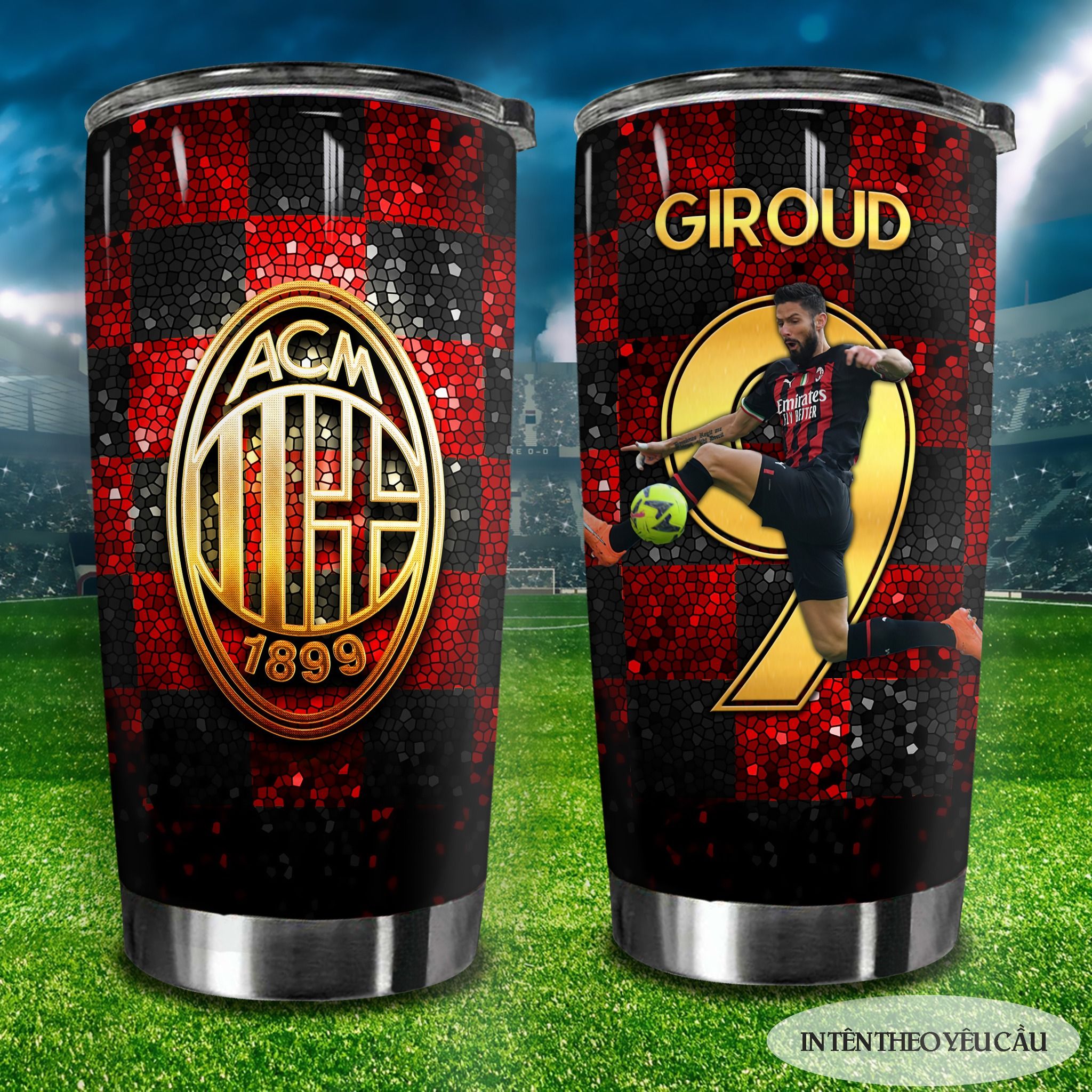  Logo CLB AC Milan Kết Hợp Cầu thủ Go DrinkFans Bóng Đá Cốc Giữ Nhiệt 600ml In tên, hình ảnh theo yêu cầu 