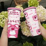  Gấu Lotso Lucky Go Drink  Cốc Giữ Nhiệt 740ml In tên, hình ảnh theo yêu cầu 