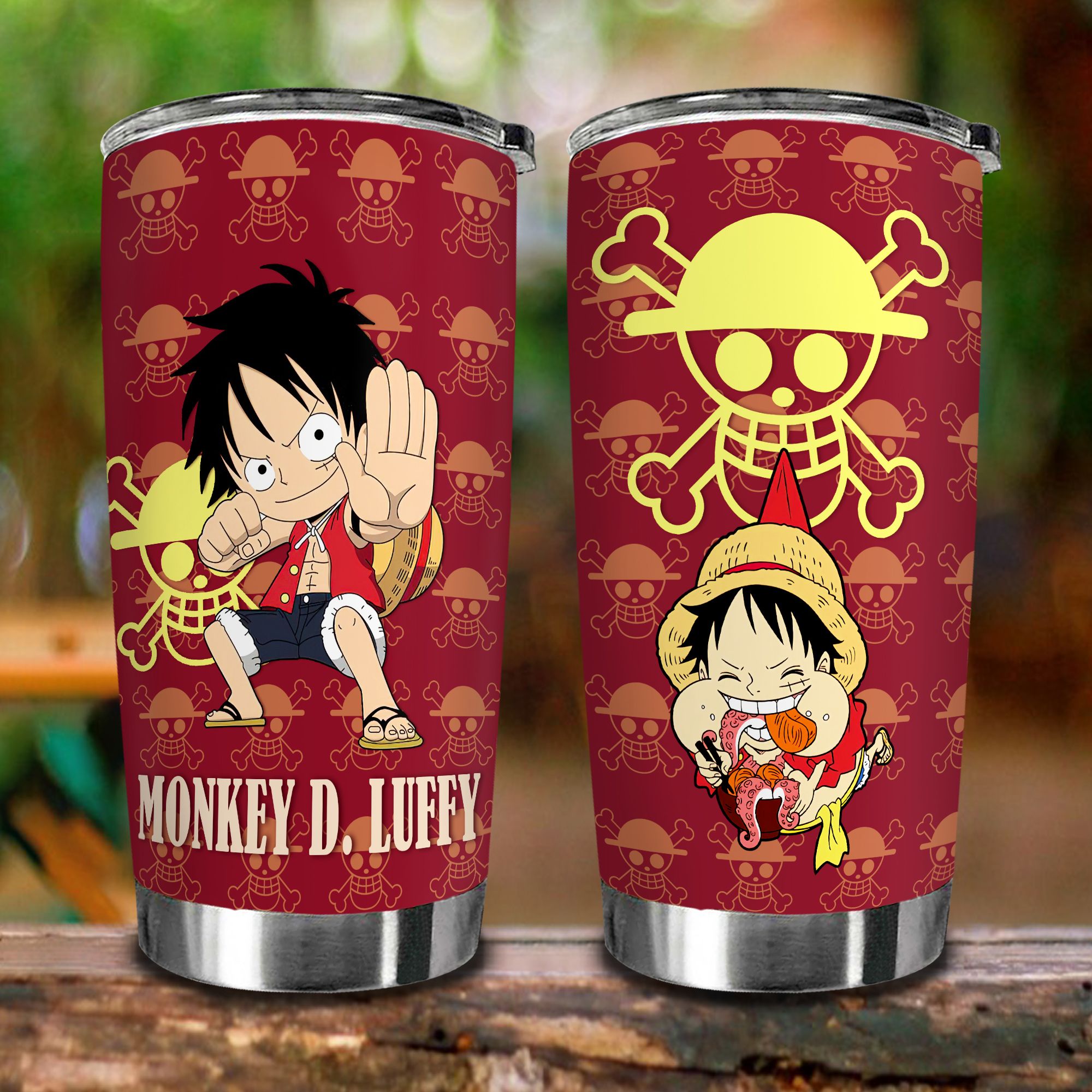  One Piece Chibi Kết Hợp Logo Go Drink Funny Cốc giữ nhiệt 600ml In tên, hình ảnh theo yêu cầu 