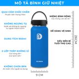  Bình Giữ Nhiệt  CLB Real Madrid lấp lánh 950mlGo Drink In tên, hình ảnh theo yêu cầu 