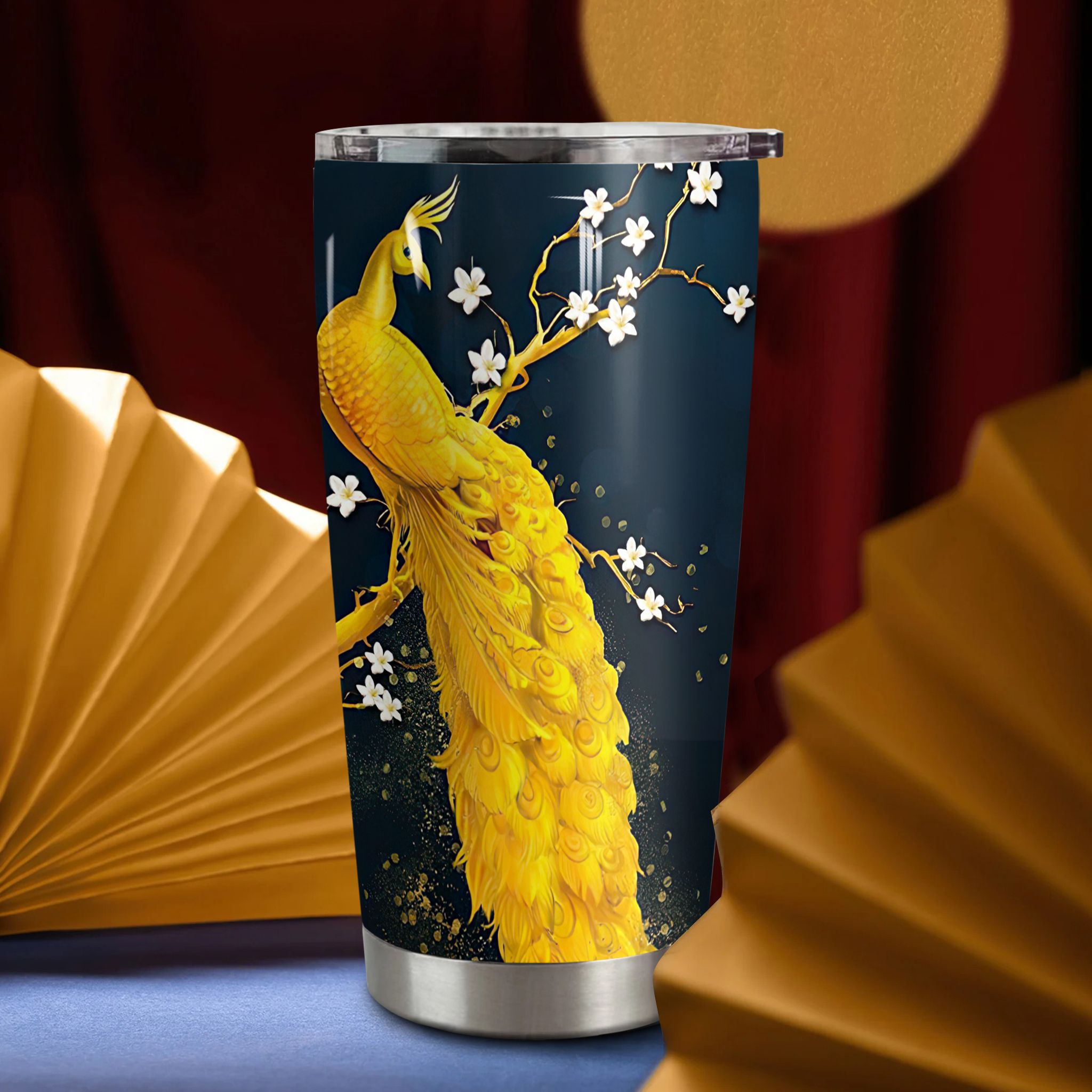  Chim công vương giả Go Drink Phong thủy - Tài lộc Cốc Giữ Nhiệt 600ml In tên, hình ảnh theo yêu cầu 