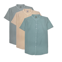 M55 - Áo Sơ Mi Nam Đũi Ngắn Tay Cổ Trụ Thoáng Mát Cao Cấp