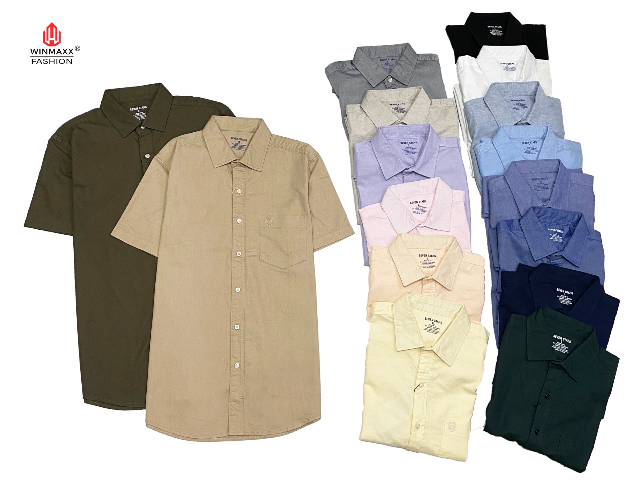 M19 - Áo Sơ Mi Nam Ngắn Tay Trơn Cài Nút M19B