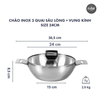  CHẢO INOX 2 QUAI SÂU LÒNG + VUNG KÍNH, SIZE 24CM (KY) 