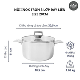  NỒI ĐÚC INOX 3 LỚP ĐÁY LIỀN TRI-PLY SIZE 20CM 