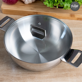  CHẢO INOX 2 QUAI SÂU LÒNG + VUNG KÍNH, SIZE 26CM (KY) 