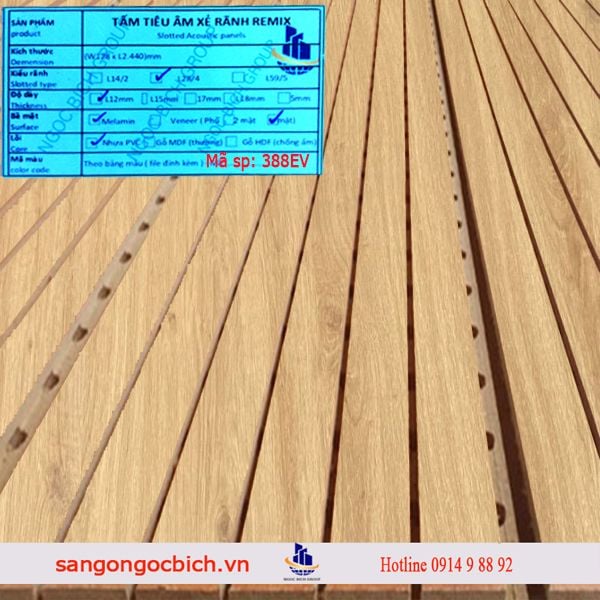 Gỗ tiêu âm xẻ rãnh Remix 15mm lõi thường