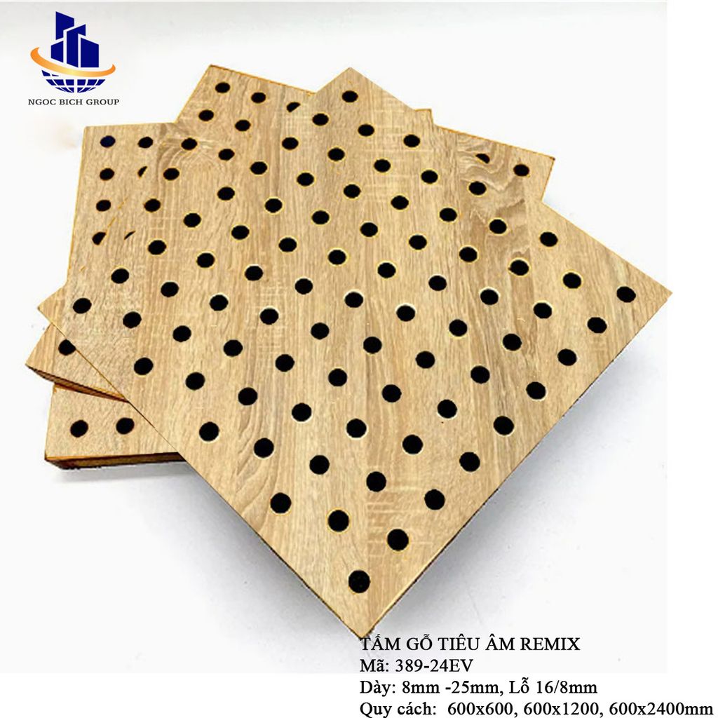 Gỗ tiêu âm đục lỗ  Remix 12mm  lõi xanh chống ẩm