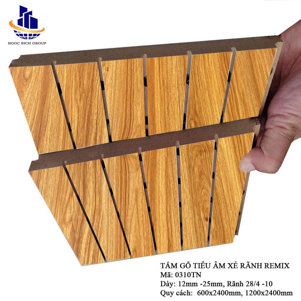 Gỗ tiêu âm xẻ rãnh  Remix 17mm lõi xanh chống ẩm