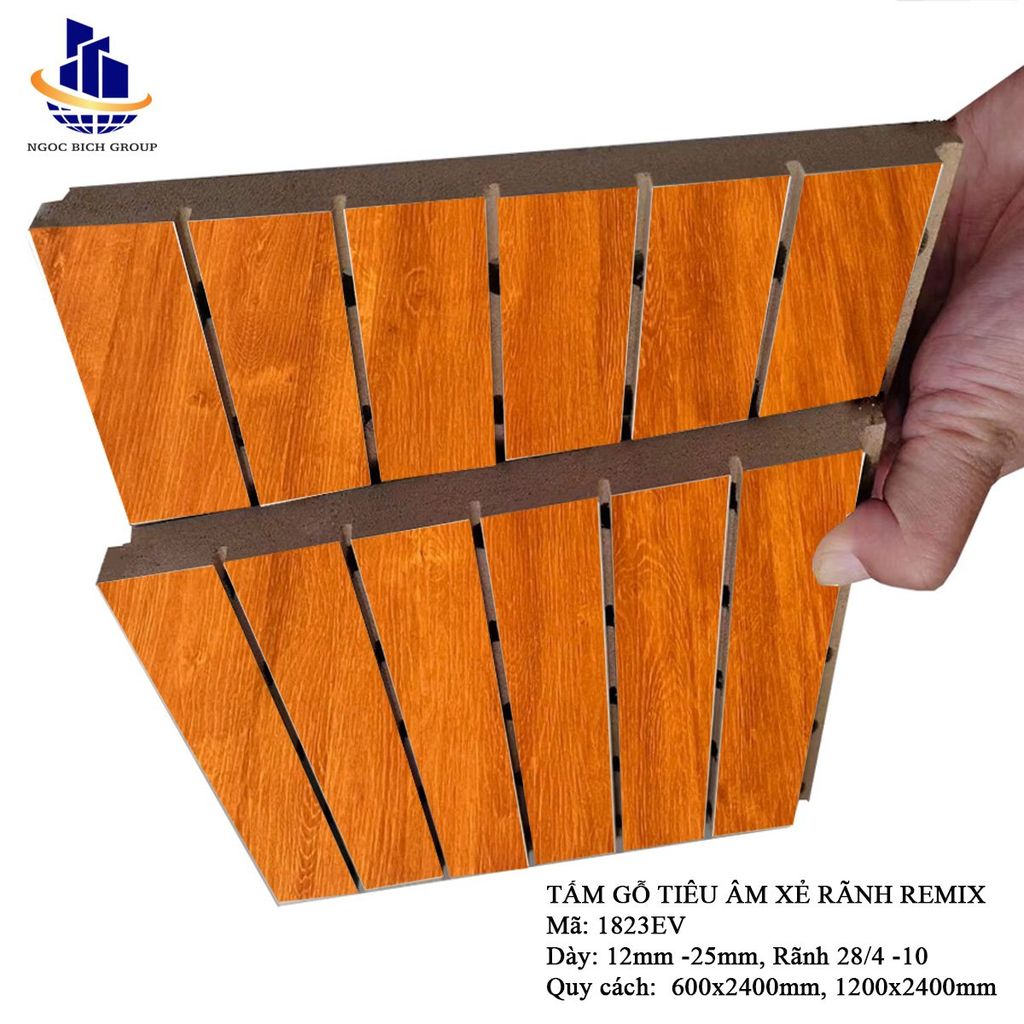 Gỗ tiêu âm xẻ rãnh Remix 12mm lõi thường