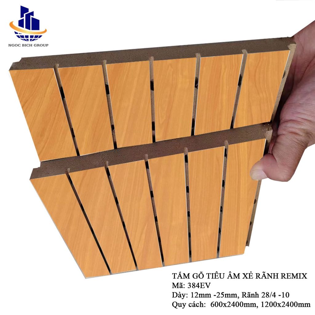 Gỗ tiêu âm xẻ rãnh  Remix 17mm lõi xanh chống ẩm