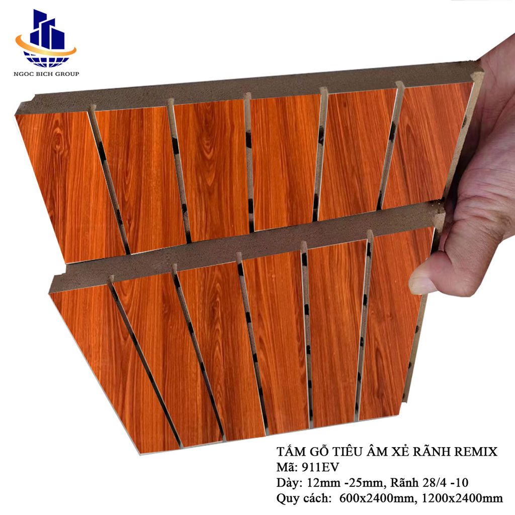 Gỗ tiêu âm xẻ rãnh  Remix 17mm lõi xanh chống ẩm