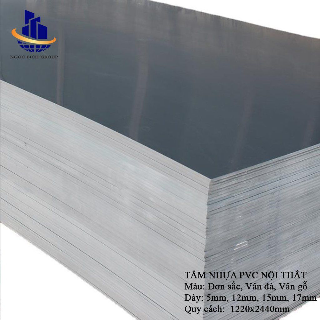 Tấm nhựa PVC than tre ghi đậm siêu bóng 17mm 0.6g/cm3