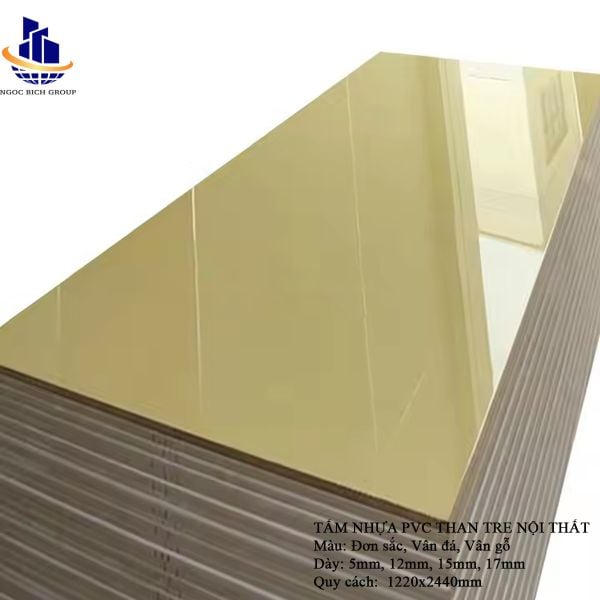 Tấm nhựa PVC than tre ghi nhạt siêu bóng 17mm 0.6g/cm3