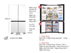 Tủ lạnh Hitachi Inverter 569 lít R-WB640VGV0X MGW (4 cánh)