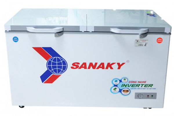 Tủ đông 2 ngăn đông và mát inverter Sanaky VH-2899W4KD (220 lít, nắp kính xanh)