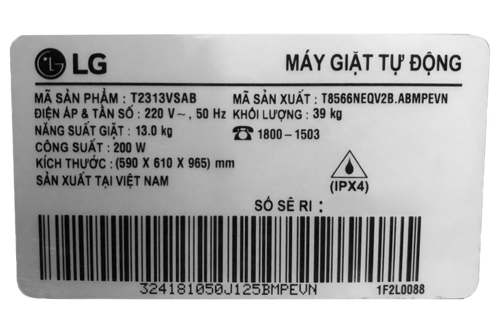 Máy giặt LG Inverter 13 kg T2313VSAB