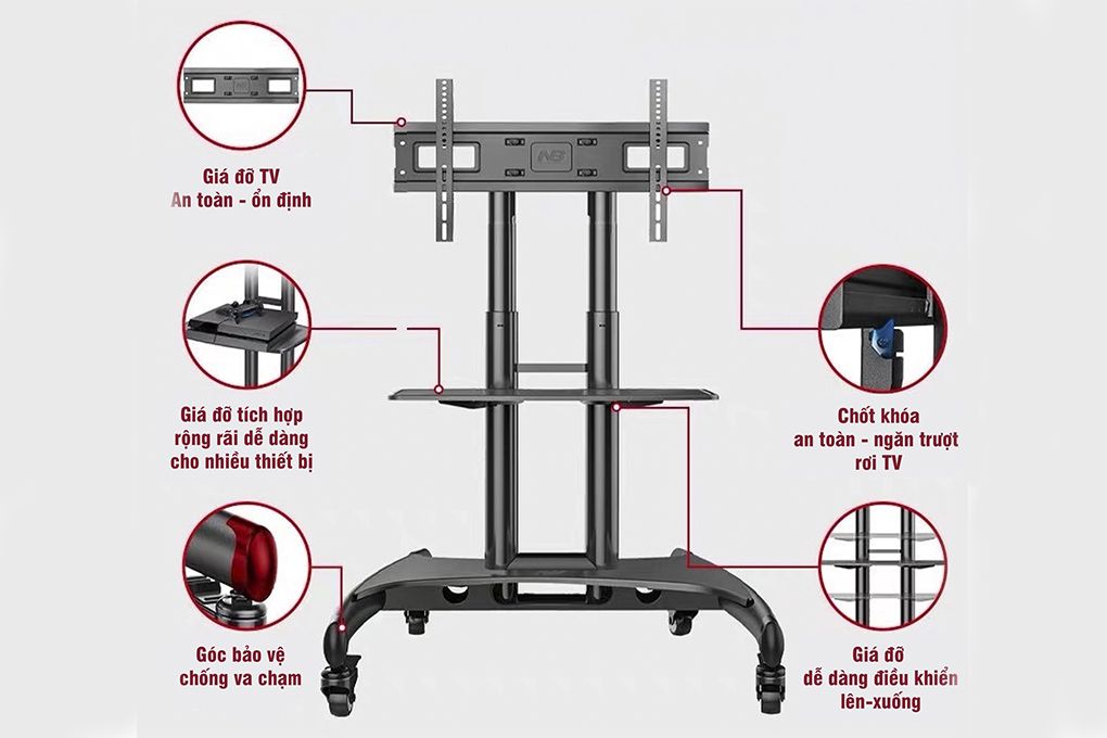 Giá treo Tivi di động AVA1500 (32-70 inch)