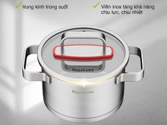 Bộ 3 nồi inox 304 đa lớp toàn phần Nagakawa Aki NAG1357 (16cm, 20cm, 24cm) - Dùng trên mọi loại bếp