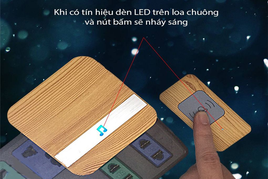 Chuông cửa không dây học lệnh vỏ gỗ HM-801