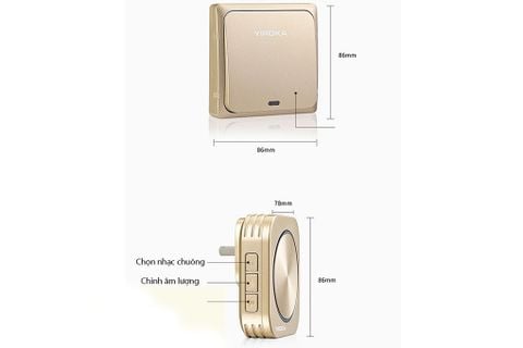 Chuông cửa không dây, không dùng pin nút bấm to YIROKA DQ-688