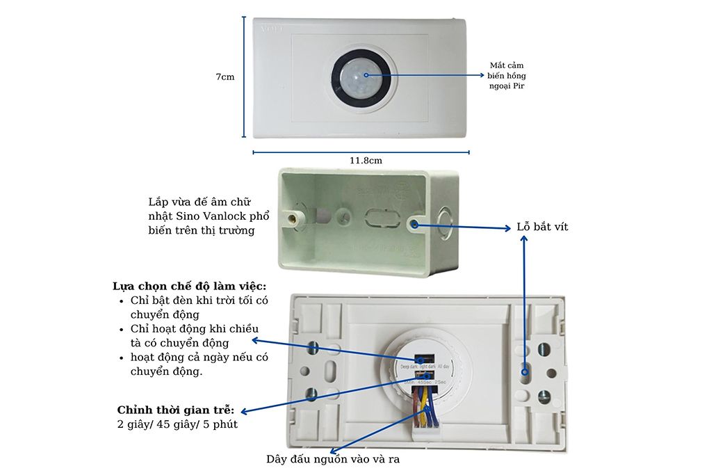 Công tắc cảm biến hồng ngoại phát hiện người Lioa S59FN