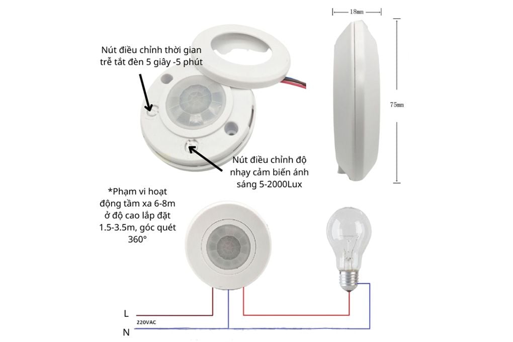 Công tắc cảm biến chuyển động mini lắp trần nổi P004