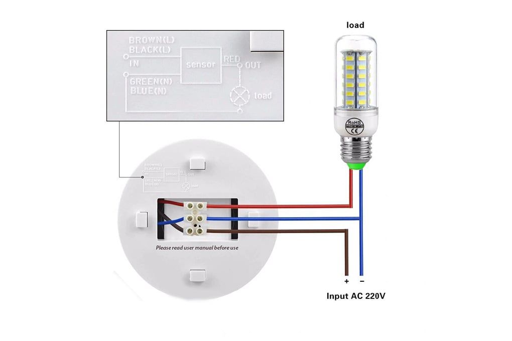 Công tắc cảm biến chuyển động hồng ngoại và ánh sáng lắp trần nổi P002