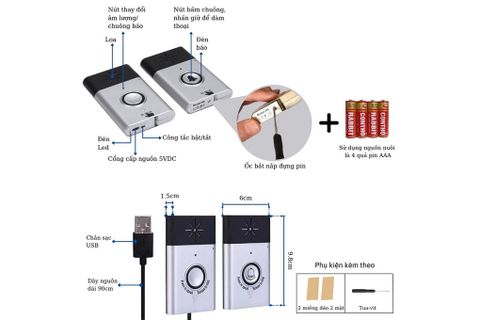 Chuông cửa không dây đàm thoại 2 chiều Intercom Doorbell H6