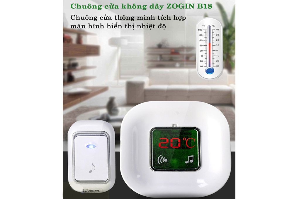 Chuông không dây báo nhiệt độ ZOGIN ZJ-B18