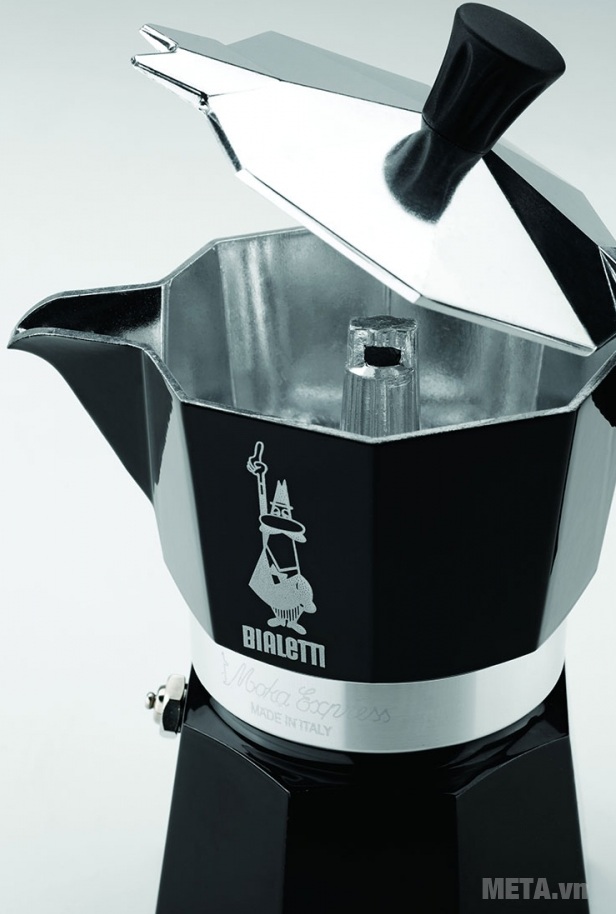 Ấm pha cà phê Bialetti Moka Express 3TZ Black BCM-3752 với thiết kế bên trong.