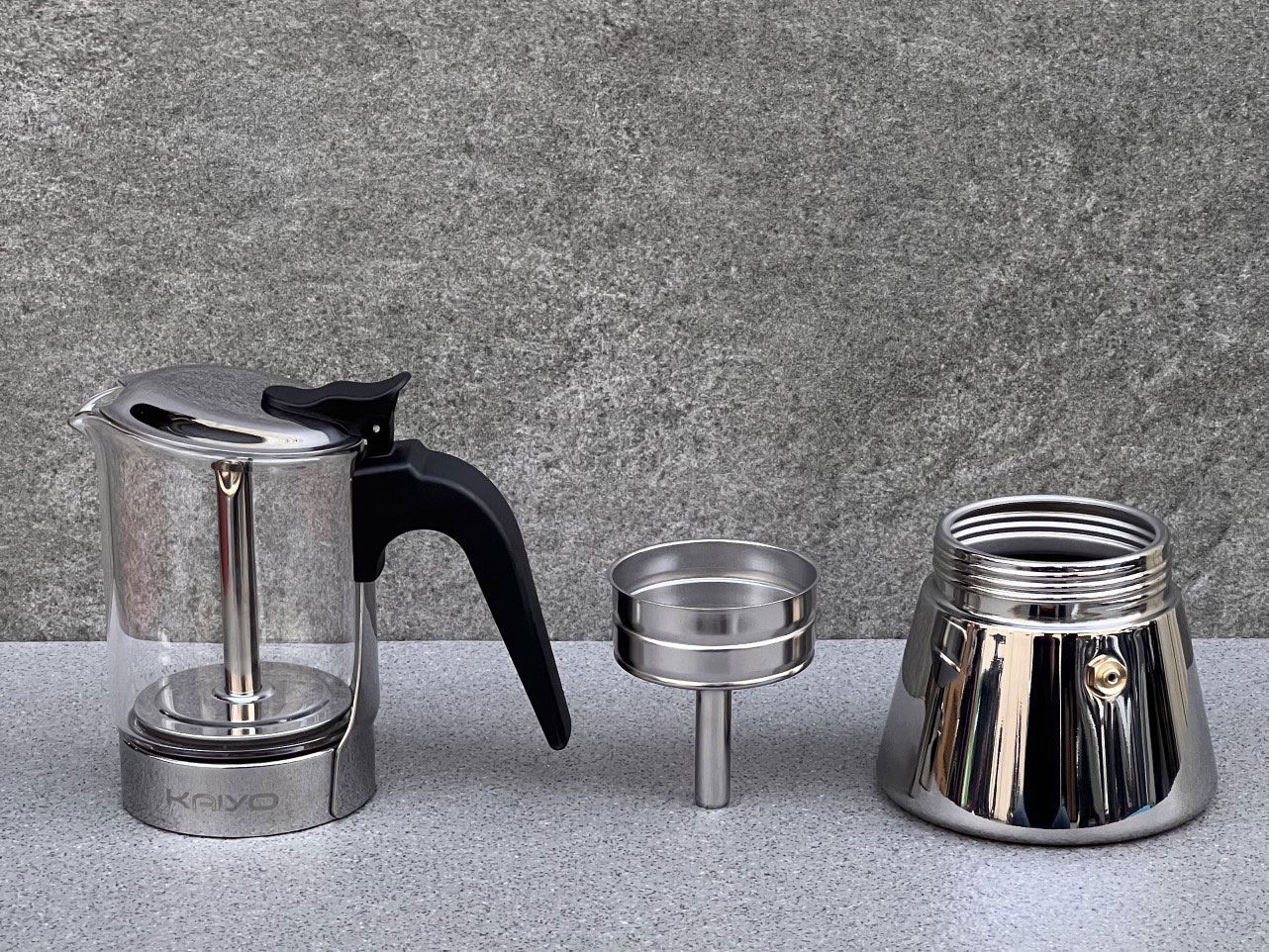 Cấu tạo của ấm pha cà phê Kaiyo Moka Pot 160ml Ấm pha cà phê Espresso