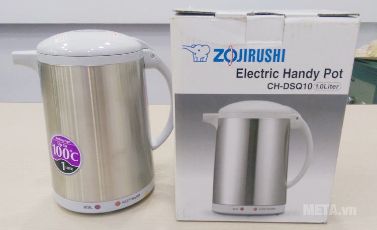 Ấm siêu tốc Zojirushi CH-DSQ10 có đèn báo khi đun sôi hoặc giữ ấm.