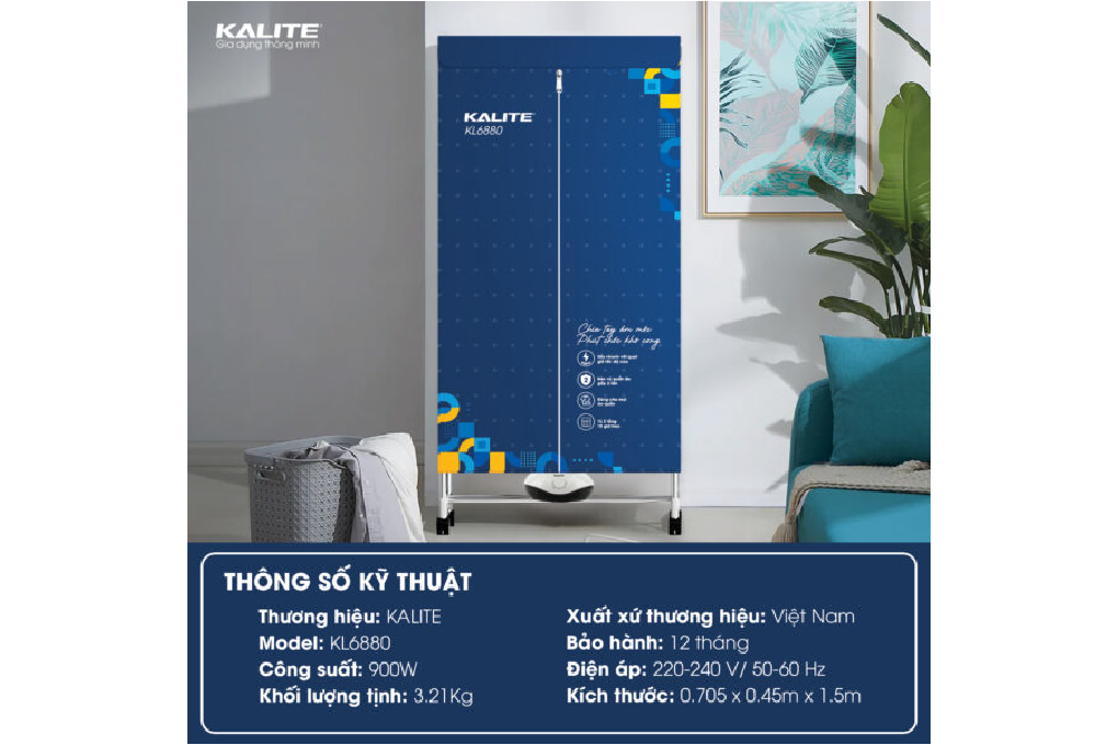 Tủ sấy quần áo Kalite KL6880