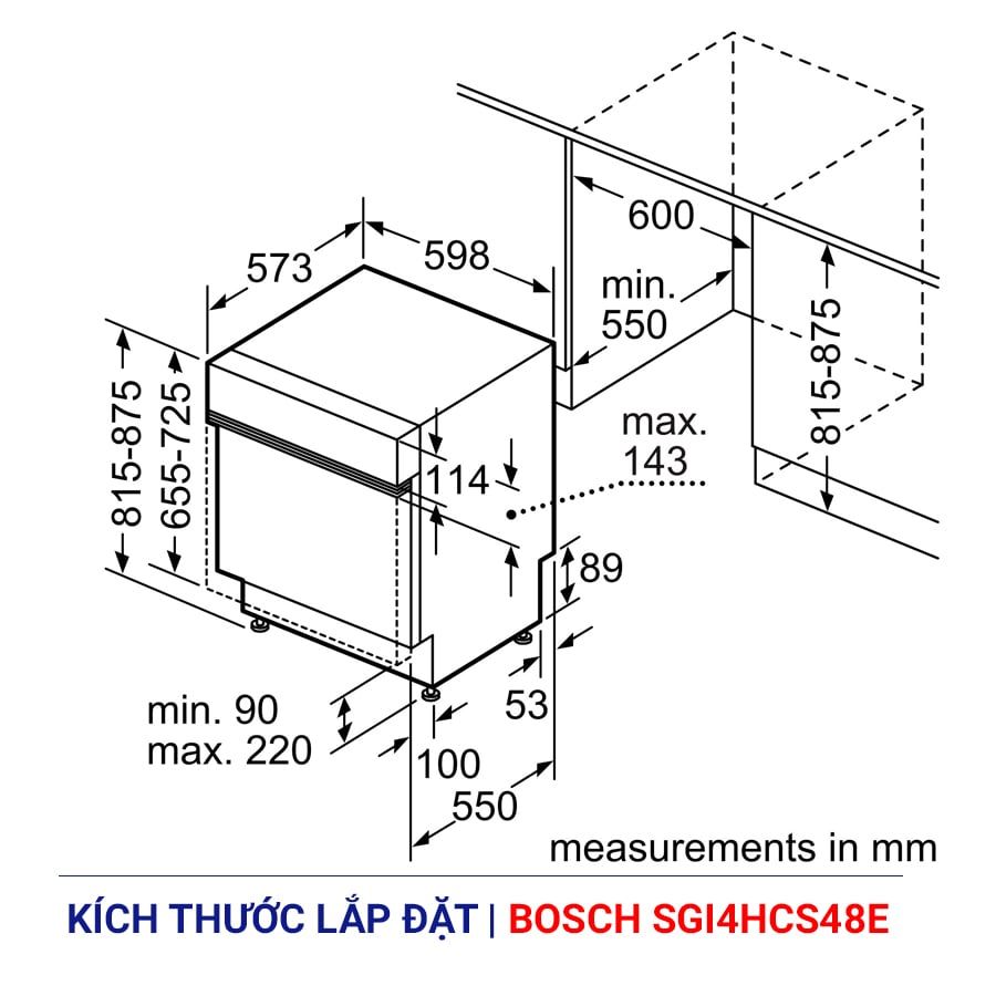 Máy rửa bát âm tủ 14 bộ Bosch SGI4HCS48E Serie 4