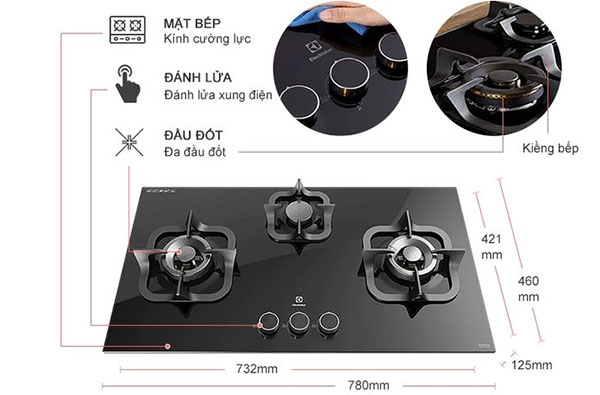 Chi tiết cấu tạo của bếp gas Electrolux
