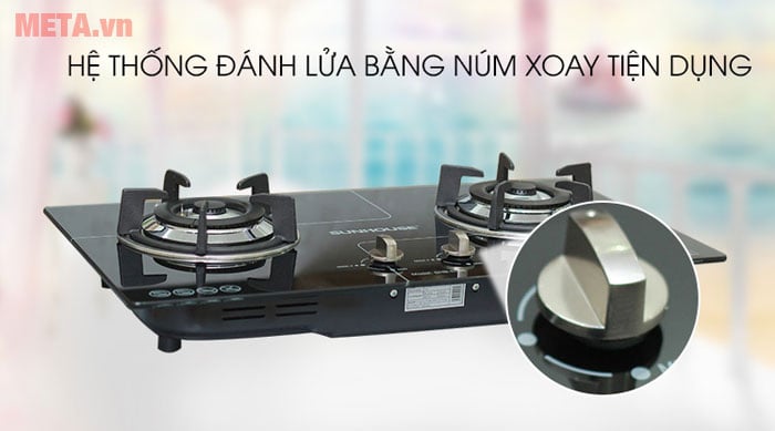 Bếp ga âm kính cao cấp có hệ thống đánh lửa bằng núm xoay