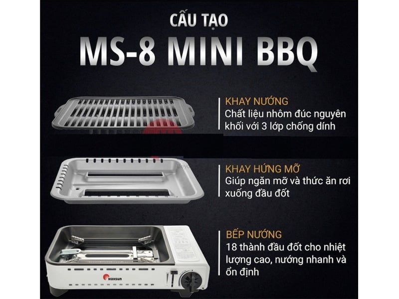 Bếp nướng gas du lịch Maxsun MS-8 mini BBQ