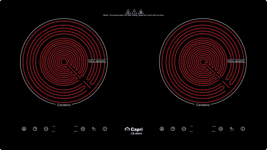 Bếp hồng ngoại 2 vùng nấu Capri CR 800H