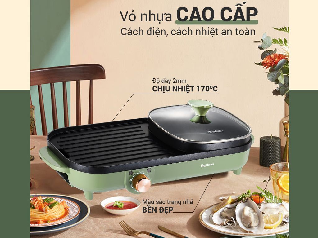 Bếp lẩu nướng điện đa năng Nagakawa NAG3104