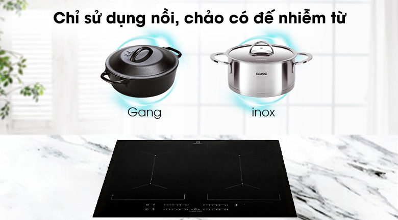 Phù hợp với nồi, chảo có đế nhiễm từ