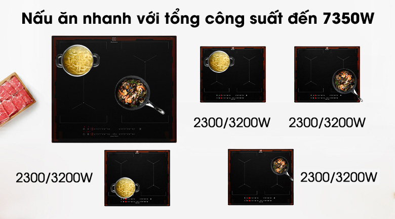 Công suất mỗi vùng nấu đều lớn